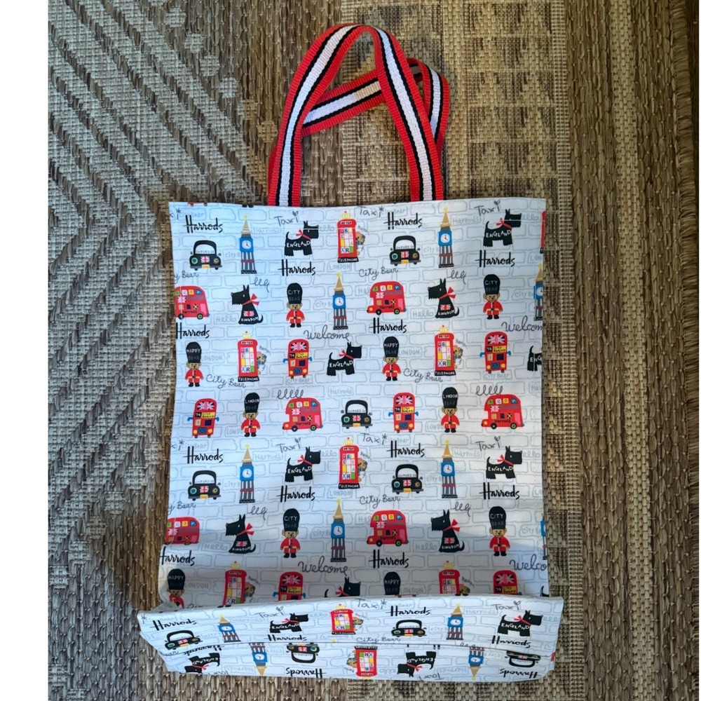Like New Harrods City Bear London Landmarks Shopper Bag Small Tote - Picture 2 of 6